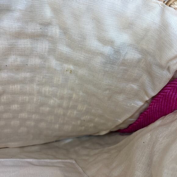 Vintage Magid Straw Wicker Woven Tote Bag Magenta Strap Beach Made in Italy - Picture 7 of 12